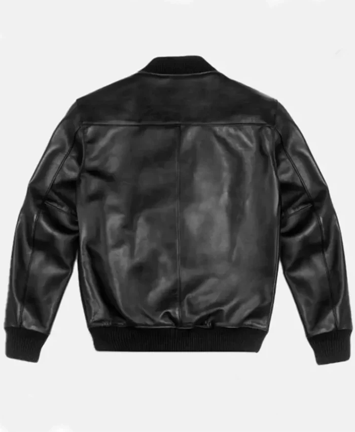 Vanguard Stylish Black Leather Bomber Jacket - Image 2