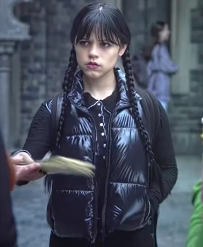 Wednesday S02 Jenna Ortega Puffer Black Vest - Image 2