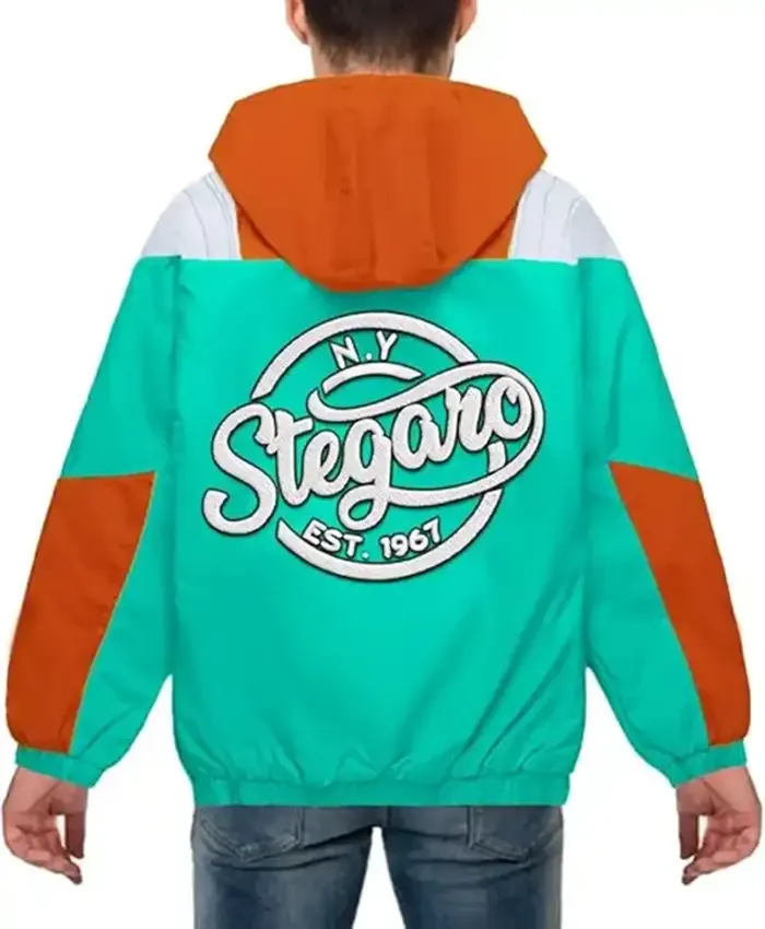 Stegaro Orange And Green Half Zip-Up Jacket - Image 2
