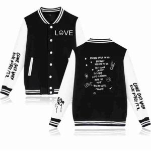 Lil Peep Hellboy Letterman Black White Varsity Jacket
