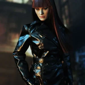 Malin Akerman Watchmen Laurie Jupiter Black Leather Coat