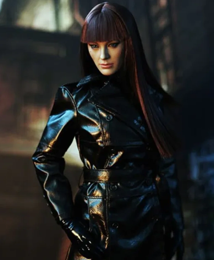 Malin Akerman Watchmen Laurie Jupiter Black Leather Coat