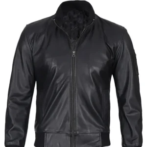 Men’s Bomber Black Leather Jacket