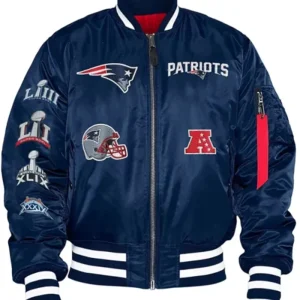 New England Patriots Blue Vintage Bomber Jacket