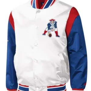 New England Patriots Throwback Warm Up Pitch White Varsity Jacket