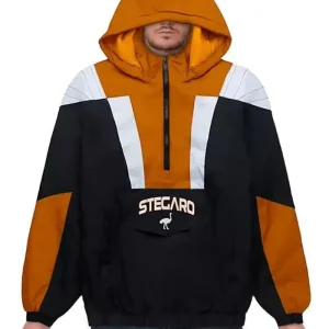 Stegaro Black And Orange Half Zip-Up Jacket