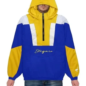 Stegaro Blue And Yellow Half Zip-Up Jacket