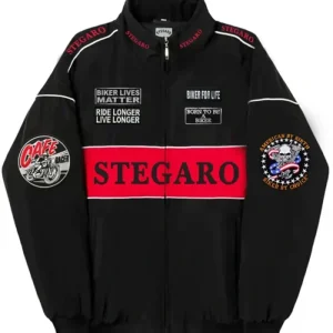 Stegaro Racer Black Zip-Up Jacket