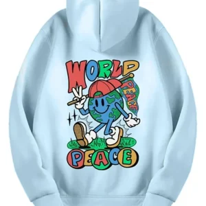 Stegaro World Peace Aqua Blue Hoodie