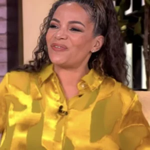 The View Sunny Hostin Abstract Yellow Print Shirt
