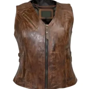 Vintage Buckles Brown Leather Vest