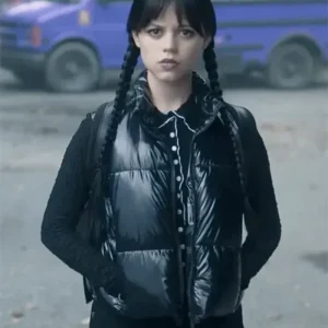 Wednesday S02 Jenna Ortega Puffer Black Vest