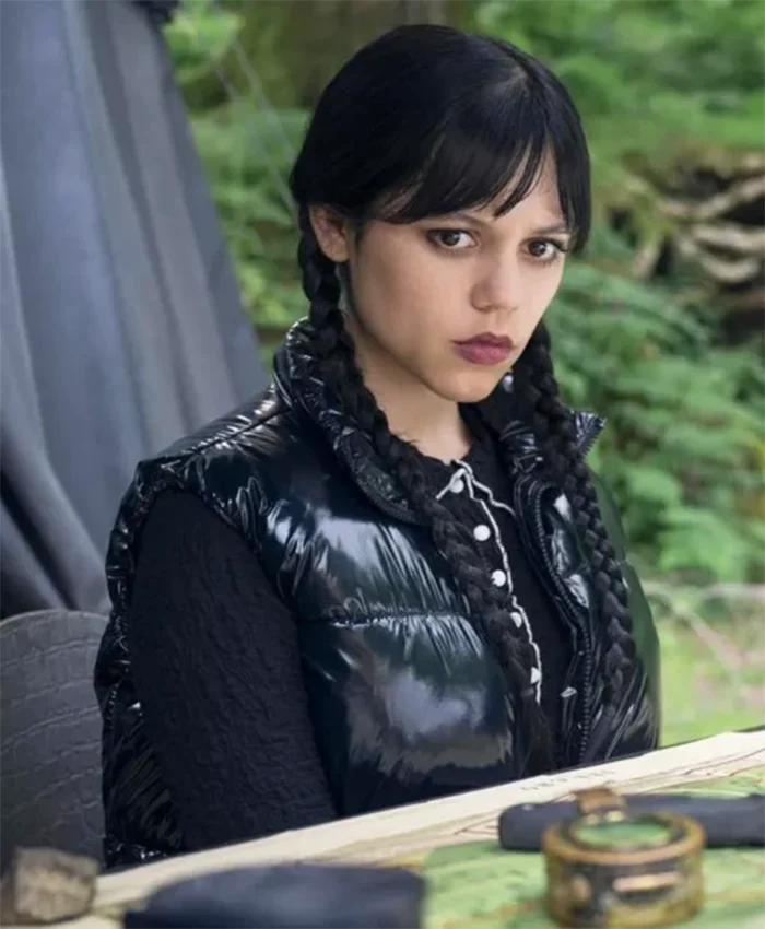 Wednesday S02 Jenna Ortega Puffer Black Vest - Image 3
